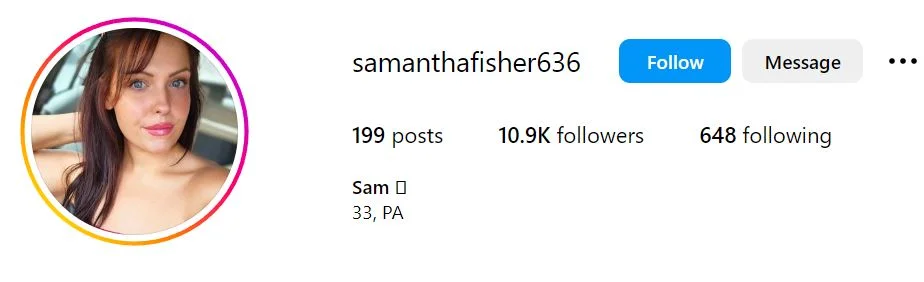 Sam Fisher's Instagram account