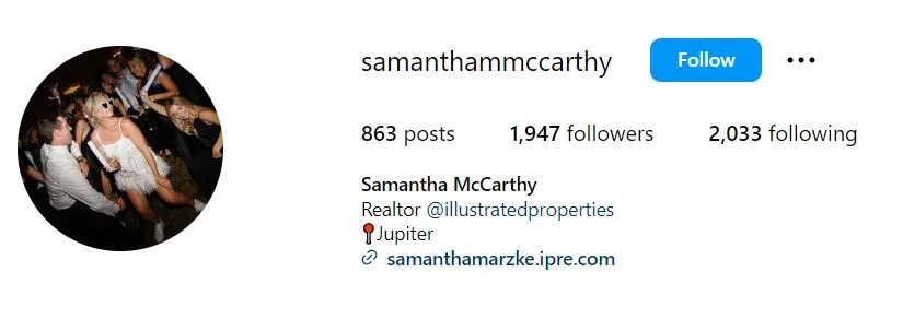 Samantha Marzke's Instagram account