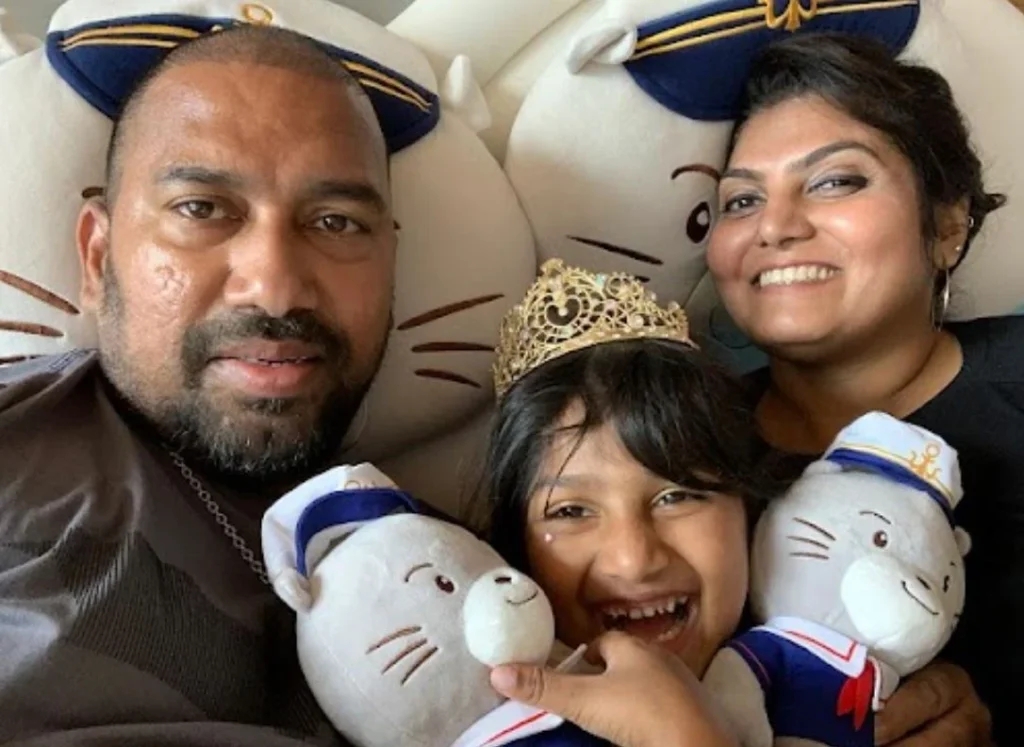 Sareena Noronha with her husband and daughter
