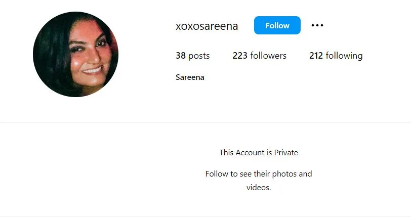 Sareena Noronha's Istagram account