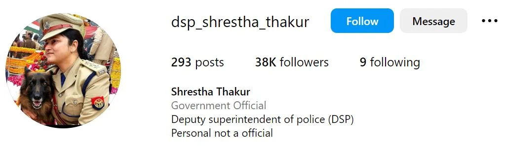 Shrestha Thakur's Instagram account