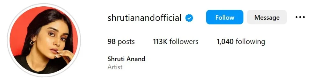 Shruti Anand's IG Profile