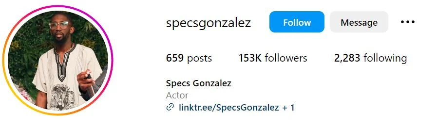 Specs Gonzalez's IG Profile