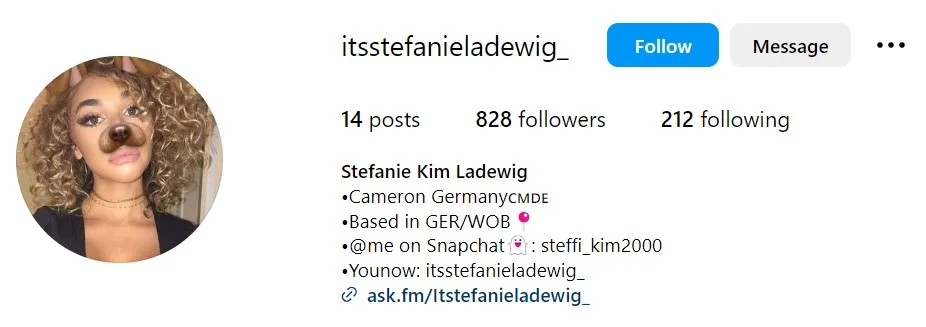 Stefanie Kim Ladewig's Instagram account