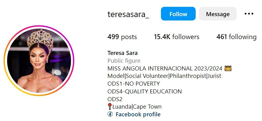 Teresa Sara's Instagram account