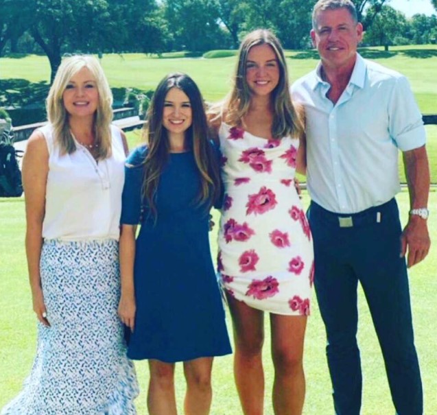 Troy Aikman with his wife and daughters