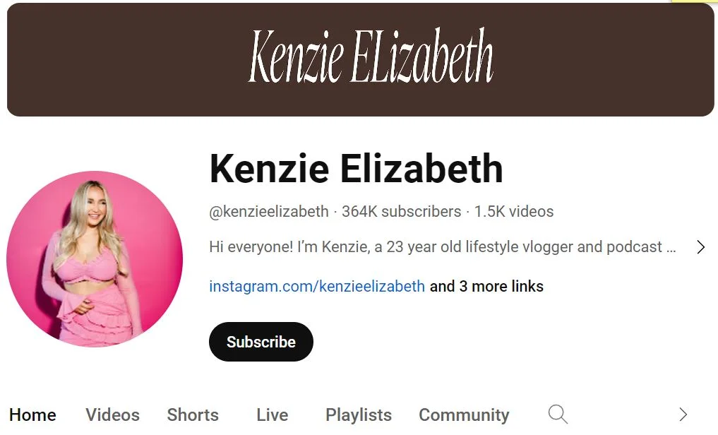 Kenzie Elizabeth's Youtube Channel