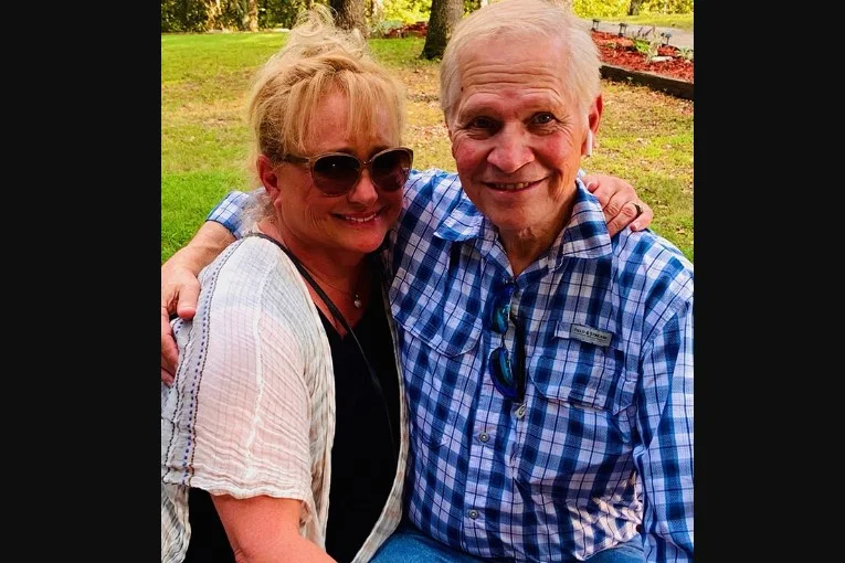 Micki Mortensen with her husband