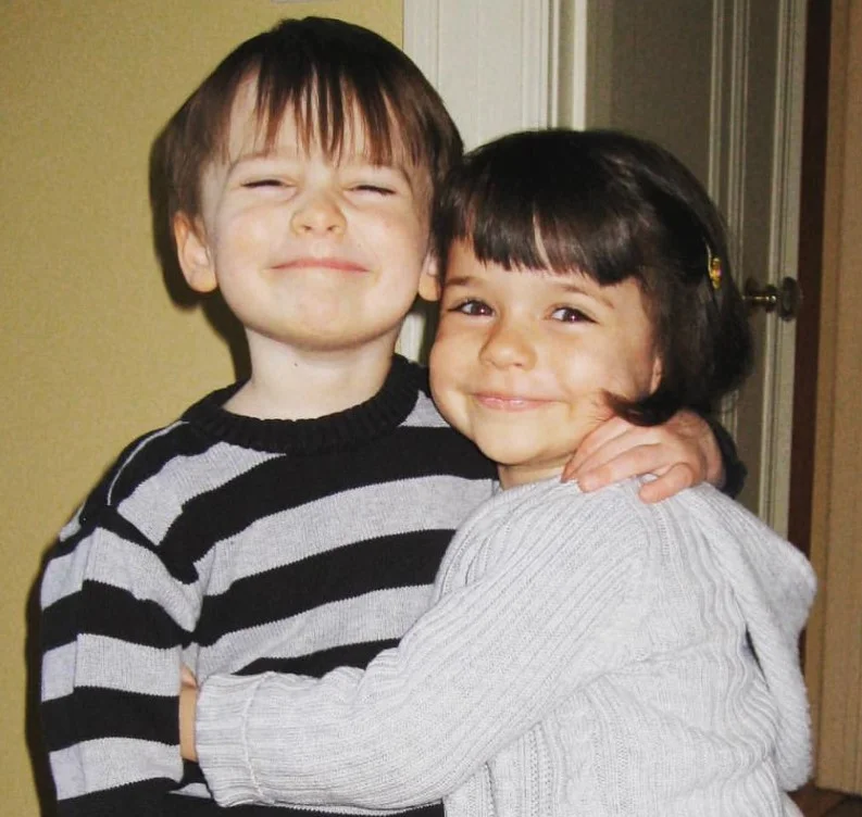 Noah Schnapp's childhood image with his sister