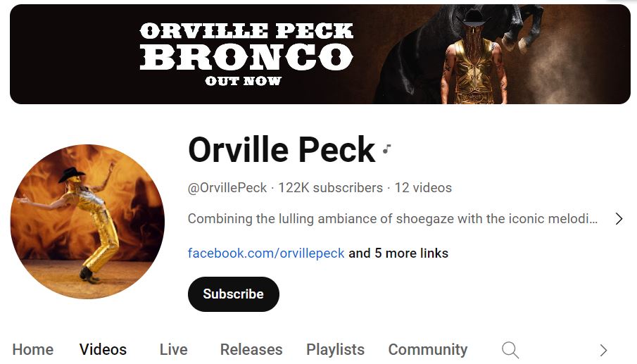 Orville Peck' Youtube Channel