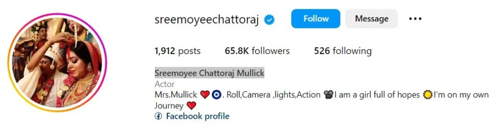Sreemoyee Chattoraj's IG Profile